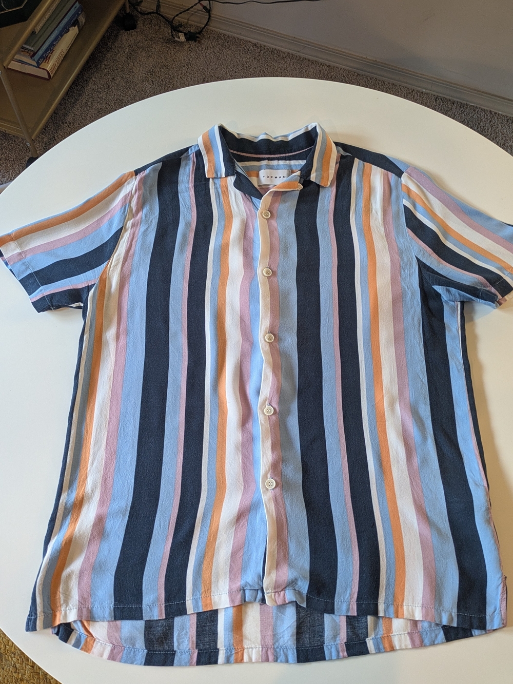 Topman Multicolor Vertical Stripe Short Sleeve Button Up Shirt